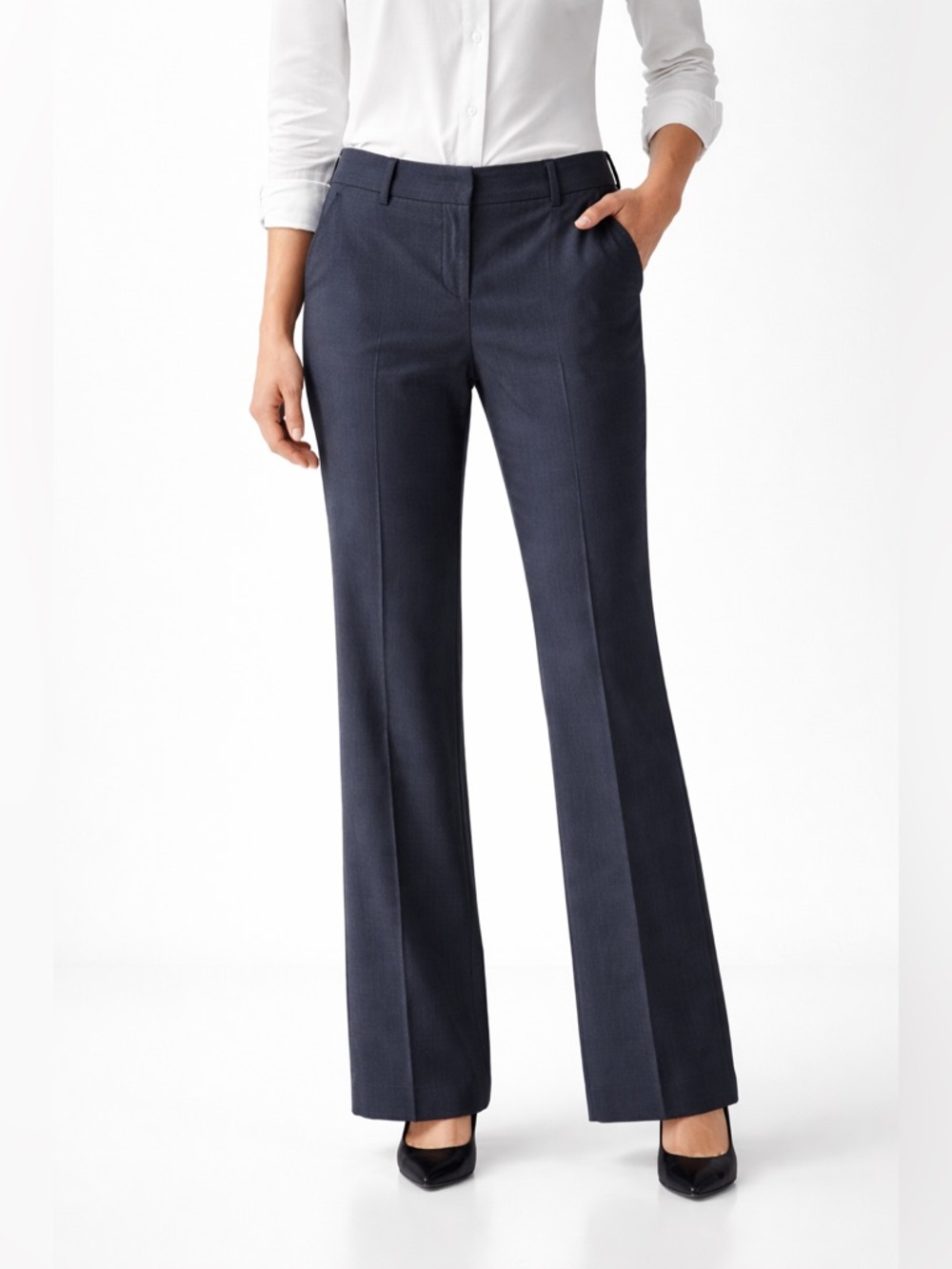 Theory Wool Dress Pants Womens Size 8 Charcoal Gray Straight Leg 34” Inseam